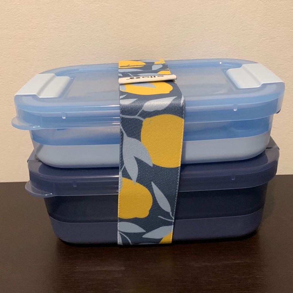 Ello 2 Set of Lunch Bento Stack Plastic Food Container.